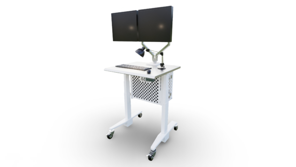 Mobile Workstation Cart with Dual Monitor Mount