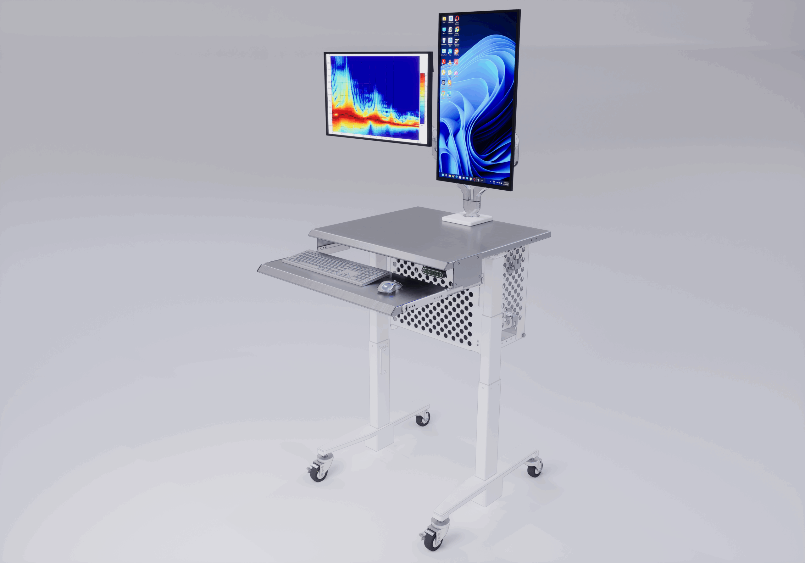 Mobile workstation cart ideal for Cleanroom or Sterile Lab environments.