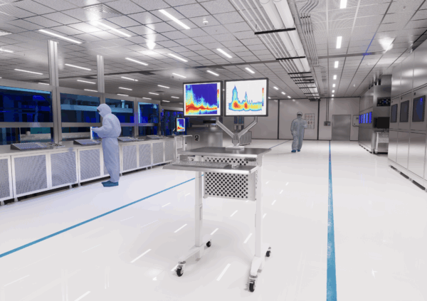 Cleanroom Mobile Workstation Cart with Dual Monitor