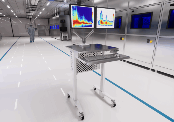 Cleanroom Mobile Workstation Cart with Dual Monitor