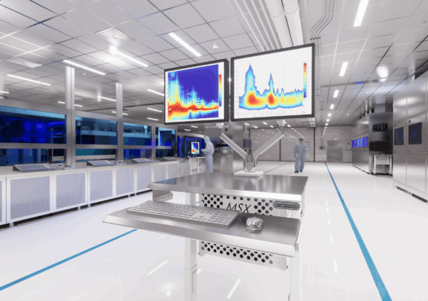 Cleanroom Mobile Workstation Cart with Dual Monitor
