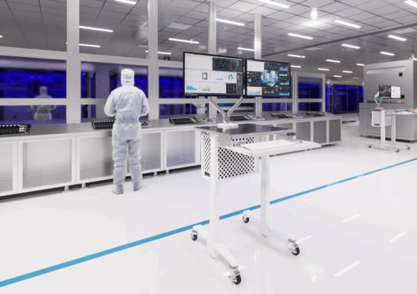 Cleanroon Dual Monitor Mobile Workstation Cart