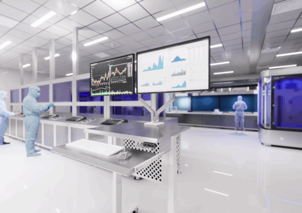 Cleanroom Mobile Workstation Cart with Dual Monitor