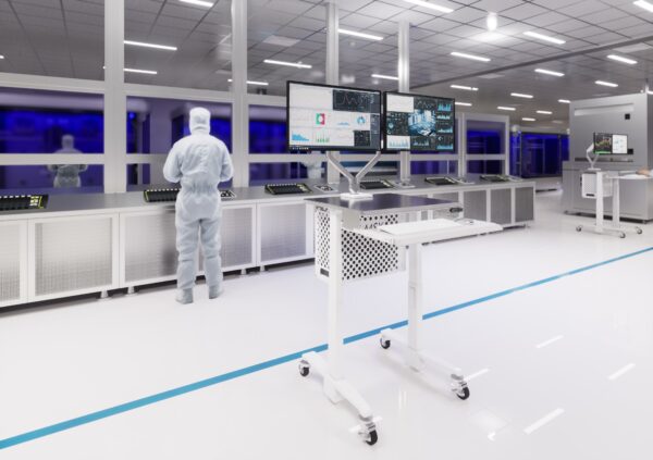 Dual-Monitor Cleanroom Computer Cart