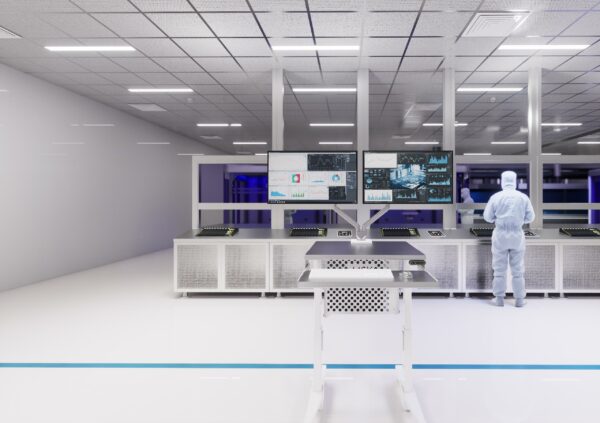 Dual-Monitor Cleanroom Computer Cart