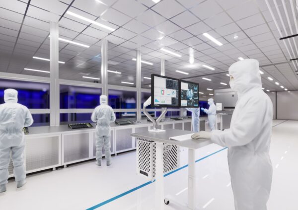 Dual-Monitor Cleanroom Computer Cart