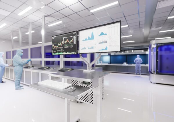 Dual-Monitor Cleanroom Computer Cart
