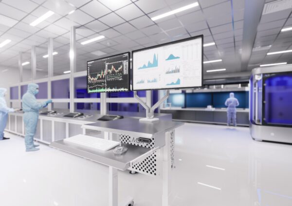 Dual-Monitor Cleanroom Computer Cart