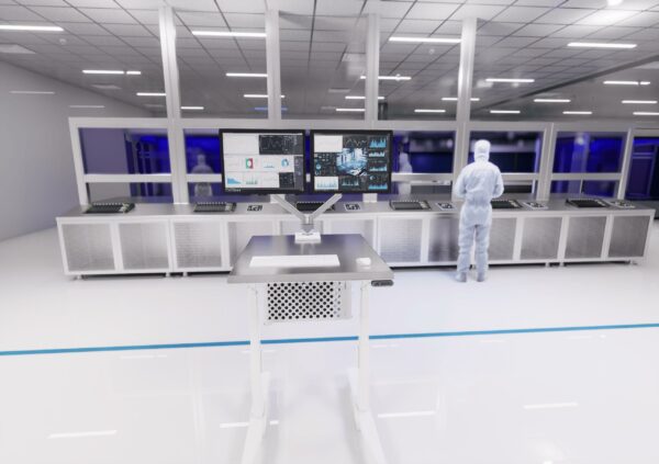 Dual-Monitor Cleanroom Computer Cart