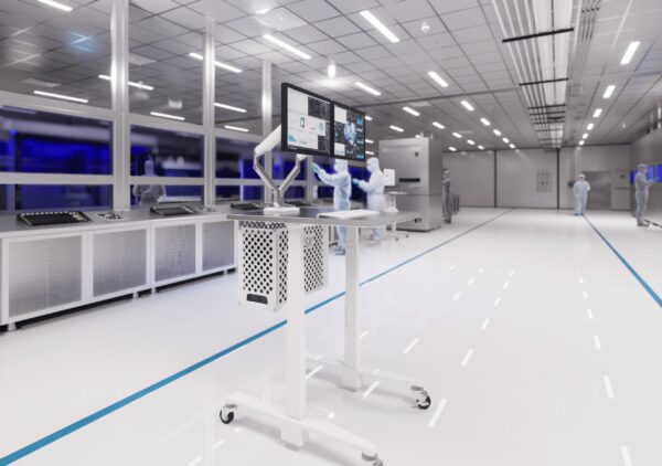 Dual-Monitor Cleanroom Computer Cart